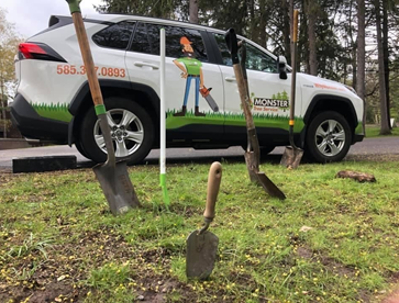 A picture of a monster tree service car